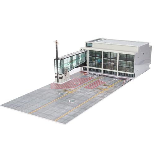 Flughafenterminal-Gebäudemodell im Maßstab 1:200 mit Lichtern, Schürze Pier – Miniatur-Luftfahrt-Szenen-Display (B04) von TinyWizTo
