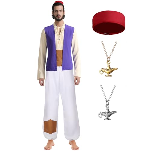 Tinyones Herren Arabisches Kostüm für Halloween Cosplay und Geburtstagsfeier mit Halskette Zubehör von Tinyones