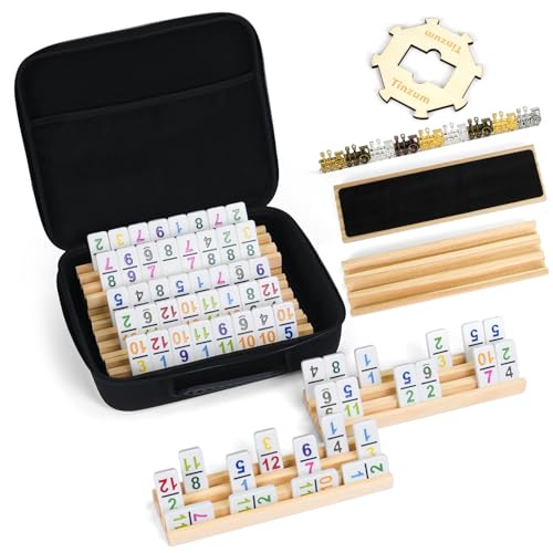 Tinzum Mexikanisches Zug-Dominostein-Set mit Zahlen Double 12, enthält 8 Spielsteine, 9 Metallzüge und Holznabe und 91 bunte Dominosteine mit tragbarer Tasche für Erwachsene, Reisen, Familienspiel Tinzum Mexikanisches Zug-Dominostein-Set mit Zahlen Double 12, enthält 8 Spielsteine, 9 Metallzüge und Holznabe und 91 bunte Dominosteine mit tragbarer Tasche für Erwachsene, Reisen, Familienspiel von Tinzum