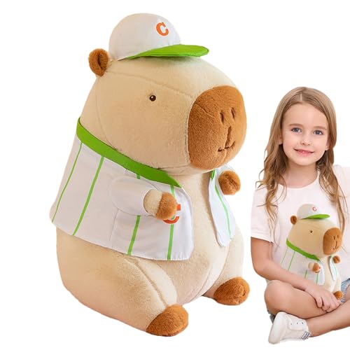 Tioheam Capybara-Plüschtier, Capybara-Plüschtier - Süße Puppen-Kuscheltiere,14-Zoll-Plüschspielzeug, Plüschkissen-Capybara-Spielzeug mit Baseballmütze, gefüllte Capybara-Heimdekoration Tioheam Capybara-Plüschtier, Capybara-Plüschtier - Süße Puppen-Kuscheltiere,14-Zoll-Plüschspielzeug, Plüschkissen-Capybara-Spielzeug mit Baseballmütze, gefüllte Capybara-Heimdekoration von Tioheam