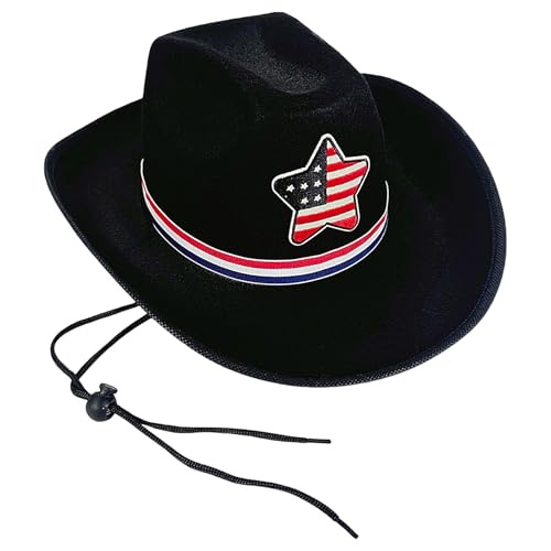 Tioheam Cowboyhüte für Frauen, Cowgirl Hut - Flagge Cowboy Cowgirl Hut 4. Juli,Klassisches Kostümzubehör, Wide Bim Western Filzkleidung für Partyparade Tioheam Cowboyhüte für Frauen, Cowgirl Hut - Flagge Cowboy Cowgirl Hut 4. Juli,Klassisches Kostümzubehör, Wide Bim Western Filzkleidung für Partyparade von Tioheam