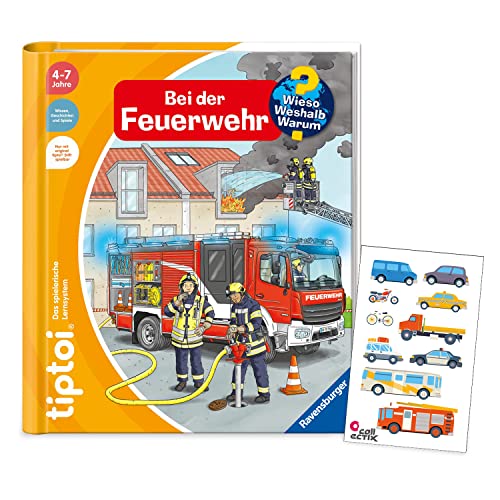 tiptoi Ravensburger unterwegs mit dem Feuerwehrauto mit Kinderaufkleber von tiptoi
