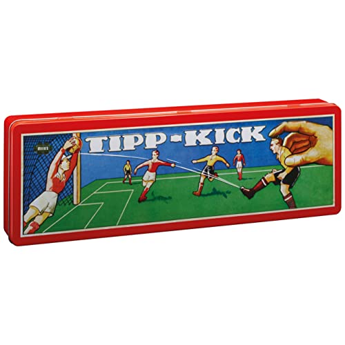 TIPP-KICK Retro 80x47 cm – Das spielfertige Set mit 2X Spieler, 2X Torwart, 2X Metall-Tor, 2X Ball I Spielfeld aus Filz von TIPP-KICK