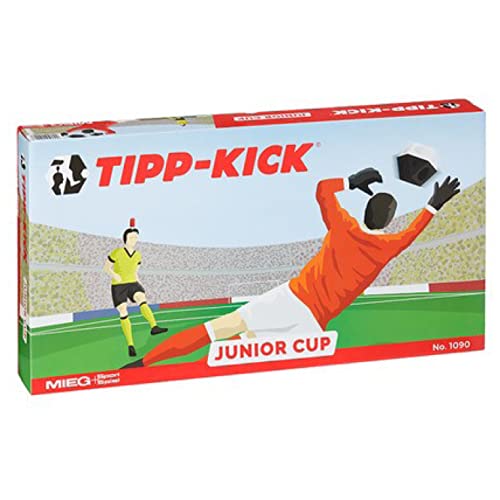 TIPP-KICK Junior Cup mit Bande 82x56 cm – Spielfertiges Set mit 2X Spieler, 2X Torwart, 2X Plastiktor, 2X Ball I Spielfeld aus Filz von TIPP-KICK
