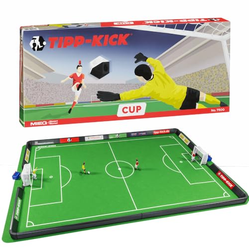 TIPP-KICK Cup 108x71 cm mit Bande – Das spielfertige Set mit 2X Spieler, 2X Torwart, 2X Netztor, 2X Ball I Spielfeld aus Filz von TIPP-KICK