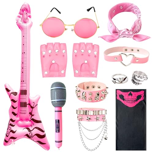 TirEurt Rosa Punk Rock Fancy Dress 11-teiliges Set von TirEurt