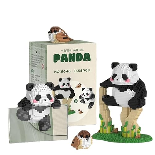 2 in1 Panda Bauspielzeug Bricks, 1558 Klemmbausteine Tier Mikro Bausteine Spielzeug Kit, Konstruktionsspielzeug für Kinder, MOC Bausteine Modellbausatz Nicht Kompatibel mit Lego (Stil C) von Tirff