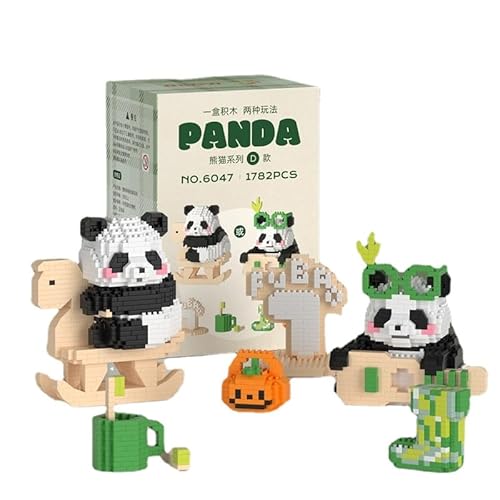 2 in1 Panda Bauspielzeug Bricks, 1782 Klemmbausteine Tier Mikro Bausteine Spielzeug Kit, Konstruktionsspielzeug für Kinder, MOC Bausteine Modellbausatz Nicht Kompatibel mit Lego (Stil E) von Tirff