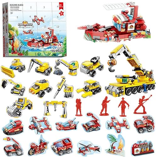 Adventskalender 2022 für Kinder Erwachsene, Weihnachtskalender Kinder, 24 Weihnachtsspielzeuge, Auto Konstruktionsspielzeug, MOC Klemmbausteine Kompatibel mit Lego von Tirff