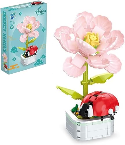 Blumen Bausteine Set, 201 Klemmbausteine Mini Blocks Marienkäfer und Hibiskusblüten Topfpflanze Bausatz, DIY Bauspielzeugsets Bouquet Baustein Für Jugendliche Home Decor, Nicht Kompatibel mit Lego von Tirff