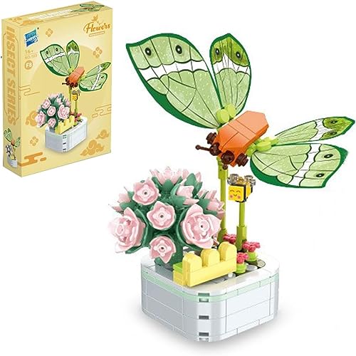 Blumen Bausteine Set, 226 Klemmbausteine Mini Blocks Schmetterlinge mit fleischigen Topfpflanze Bausatz, DIY Bauspielzeugsets Bouquet Baustein Für Jugendliche Home Decor, Nicht Kompatibel mit Lego von Tirff