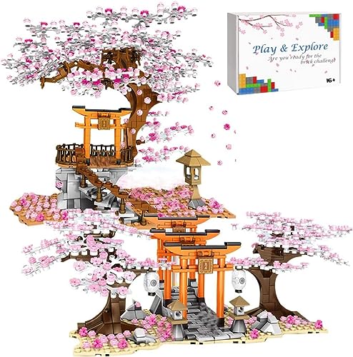 Blumenstrauß Bausteine, 1814 Klemmbausteine Sakura Baum Kirschblüte Bausteine, Kreativität Blumenstrauß Bausteine Nicht Kompatibel mit Lego Creator Expert Flower Bouquet von Tirff