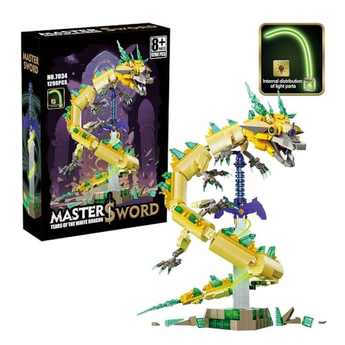 Drachen Modellbausatz, 1298 Klemmbausteine Master Sword Tränen des Weißen Drachens mit Leuchtkomponenten, MOC Konstruktionsspielzeug für Kinder und Erwachsene Drachen Modellbausatz, 1298 Klemmbausteine Master Sword Tränen des Weißen Drachens mit Leuchtkomponenten, MOC Konstruktionsspielzeug für Kinder und Erwachsene von Tirff