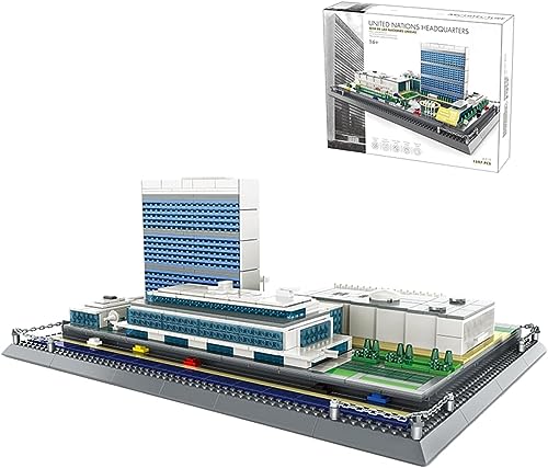 Gebäude der Vereinten Nationen Bausteine Modell, 1597 Klemmbausteine Weltberühmtes Architekturmodell, Mini-Baustein-Bausatz, Geschenk für Erwachsene und Kinder, Nicht Kompatibel mit Lego von Tirff