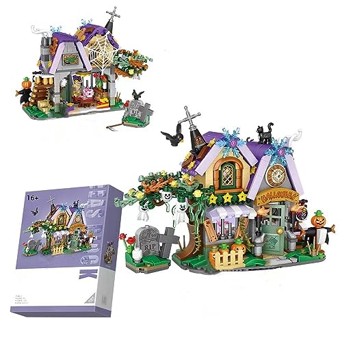 Halloween Spukhaus Baustein Set, 765 Klemmbausteine Halloween Haus Bausteine mit Minifiguren, MOC Konstruktionsspielzeug Geschenke für Kinder, kompatibel mit Großen Marken(Halloween Spukhaus) von Tirff