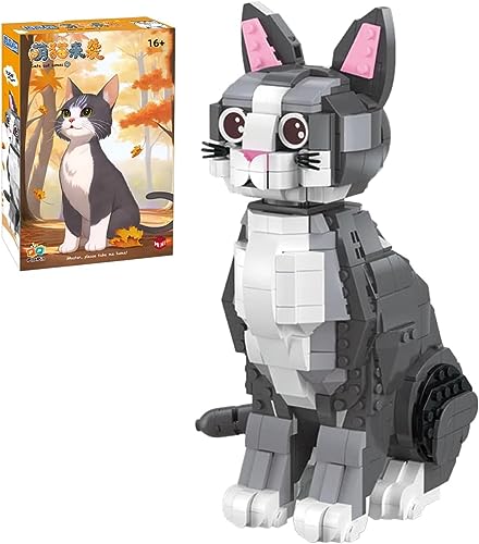 Mini Bausteine Spielzeug Katze, 805 Teile Bobby Katze Tier Bricks Bauen Bauklötze Satz, MOC Custom Bausteine Bauset, Konstruktionsspielzeug Nicht Kompatibel mit Lego (Gris) von Tirff