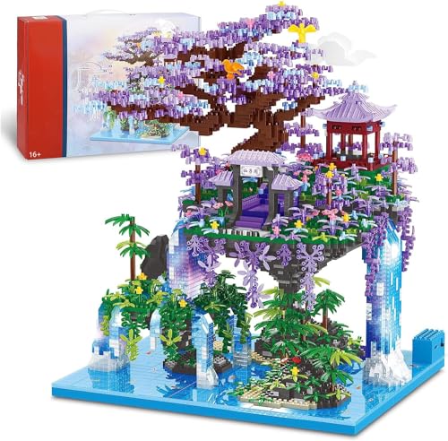 Modular Haus Bausteine, 4574 Klemmbausteine Guanghan Fairy Pavilion Bausteine Bausatz, Klassischer chinesischer Mini-Garten Bauklötze Set, MOC Konstruktionsspielzeug Nicht Kompatibel mit Großen Marken von Tirff