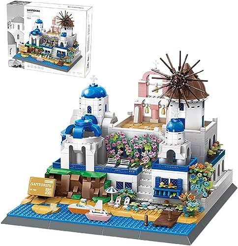 Santorini Bausteine, 1372 Klemmbausteine Weltberühmtes Architekturmodell, Mini-Baustein-Bausatz, Geschenk für Erwachsene und Kinder, Nicht Kompatibel mit Lego von Tirff