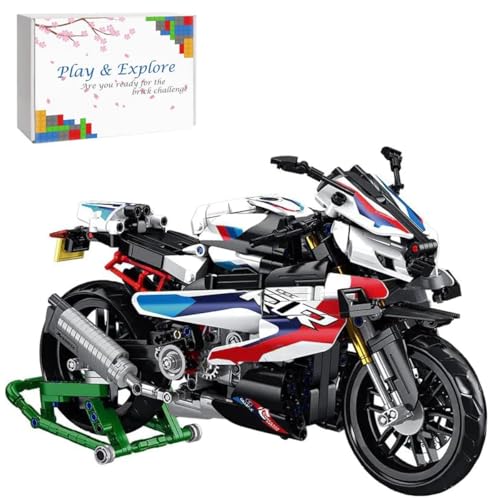 Tirff Technik Baustein-Motorrad für BMW M 1000 RR, 912 Teile MOC Motorrad, Bausatz, Modell zum Sammeln von Bausteinen, Modell kompatibel mit Lgo von Tirff