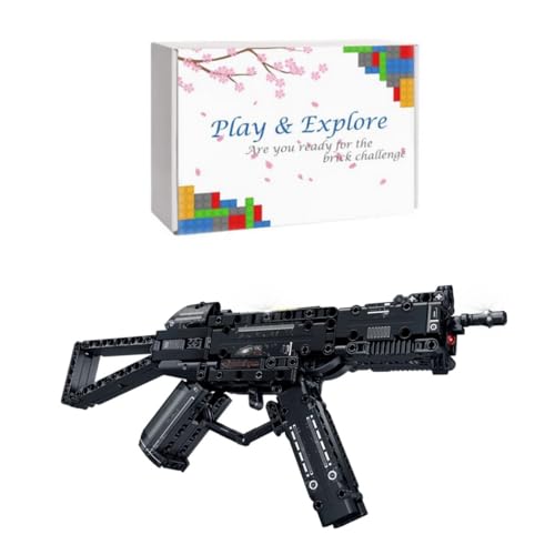 Tirff Technik Gewehr Bausteine Bausatz, 353 Klemmbausteine Technik MP5-Maschinenpistole Waffe-Gewehr Modell mit Schussfunktion, MOC Militärische Waffen Bauset Modell Kompatibel mit Großen Marken von Tirff