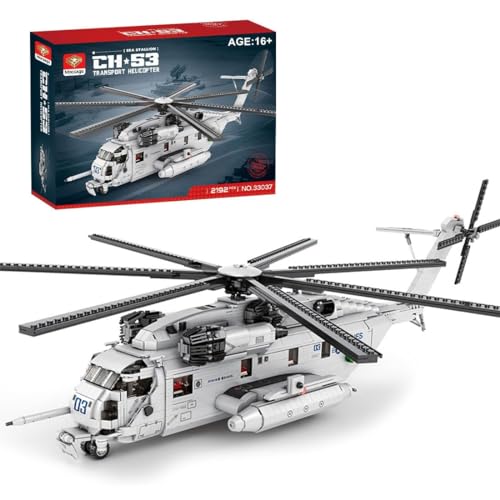 Technik Hubschrauber Bausteine Sets, 1/35 2192 klemmbausteine CH-53E Super Stallion Helikopter Modellbausatz, MOC Militärische Flugzeug Spielzeug für Kinder Erwachsene, Kompatibel mit Großen Marken Technik Hubschrauber Bausteine Sets, 1/35 2192 klemmbausteine CH-53E Super Stallion Helikopter Modellbausatz, MOC Militärische Flugzeug Spielzeug für Kinder Erwachsene, Kompatibel mit Großen Marken von Tirff