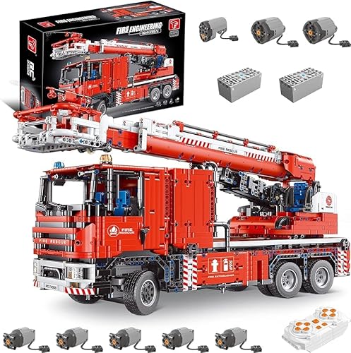Technik LKW Feuerwehrauto Bausteine Bausatz, 4629 Klemmbausteine 1/10 Groß Fire Engineering Bausatz, Technik LKW mit Ferngesteuert und 8 Motoren, Konstruktionsspielzeug Kompatibel mit Großen Marken Technik LKW Feuerwehrauto Bausteine Bausatz, 4629 Klemmbausteine 1/10 Groß Fire Engineering Bausatz, Technik LKW mit Ferngesteuert und 8 Motoren, Konstruktionsspielzeug Kompatibel mit Großen Marken von Tirff