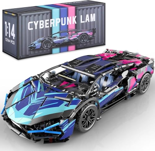 Technik Sportwagen Bausteine, 1314 Klemmbausteine 1/14 Technik Auto MOC Rennwagen Bausatz, Technik Supersportwagen Modellbausatz Konstruktionsspielzeug Kompatibel mit Großen Marken von Tirff