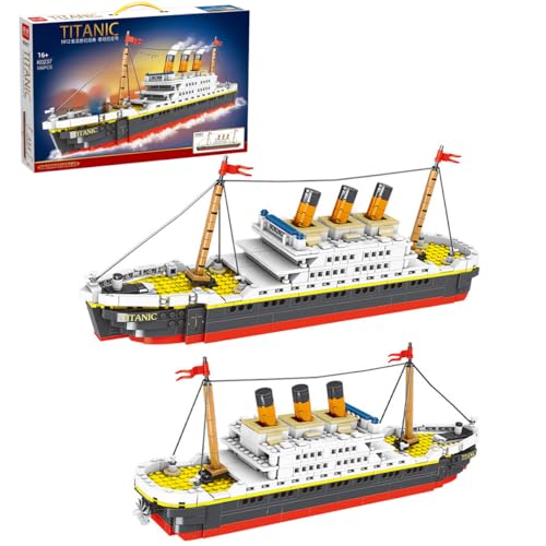 Technik Titanic Bausteine Bausatz, Technik Kreuzfahrtschiff Modellbausatz, 586 Klemmbausteine MOC Titanic Cruise Liner Bauset, Kreuzfahrtschiff Nicht Kompatibel mit Lego Technic von Tirff