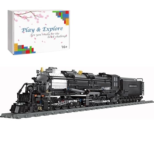 Technik Zug Eisenbahn Bausteine Modell, 1608 Klemmbausteine Big Boy Dampflokomotive Modell Bauset, Technik City Güterzug mit Schiene Bausatz, Compatibel mit Lego Technic von Tirff