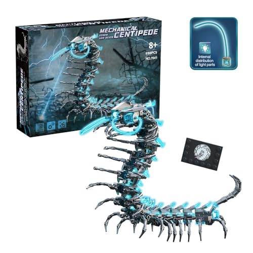 Tirff Mechanische Tausendfüßler Bausteine Bausatz mit Lichtern, 698 Klemmbausteine Simulation Tier Spielzeug Bausteine, Dekorationen Geschenk für Erwachsene und Kinder von Tirff