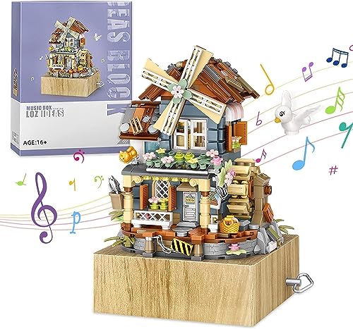 Modular Haus Bausteine, 799 Klemmbausteine Windmühle Musikbox Bausteine Mit Minifigure, MOC Spieluhr des Windmühlenhauses Bauset Konstruktionsspielzeug Set Nicht Kompatibel mit Lego Haus von Tirff