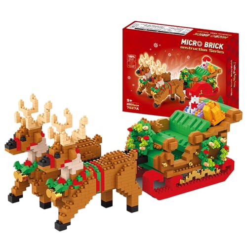 Tirff Schlitten Bausteine Bausatz, 2000 Klemmbausteine Micro-Brick Weihnachtsmannschlitten Weihnachts Dekorations Hingucker, Kreatives STEM Bausatz Geschenk für Erwachsene Kinder von Tirff
