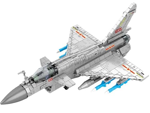 Tirff Technick Hubschrauber Modellbausatz, 820 Klemmbausteine J-10B Kampfflugzeug Bausteine, Technik Militär Hubschrauber Kit, MOC Flugzeug Spielzeug Geschenke Erwachsene und Jugendliche von Tirff