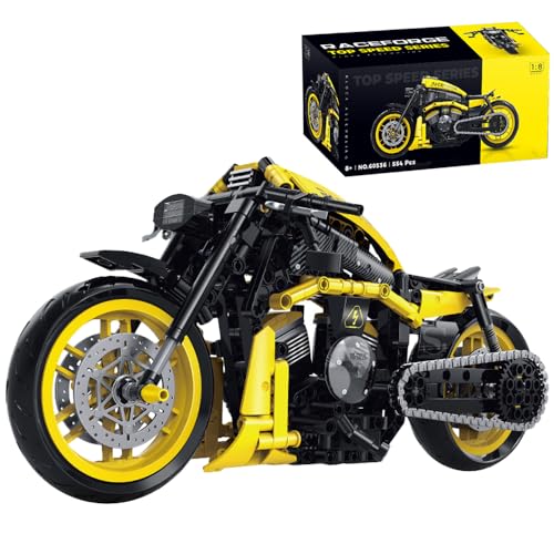 Tirff Technik Motorrad Bausteine, 1:8 Technik Race Forge Supermotorrad Modell 554 Klemmbausteine Technik Rennen Motorrad Geländemotorrad Bausatz MOC Set für Teenager und Erwachsene (60536) von Tirff