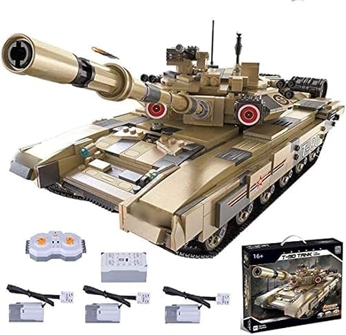 Tirff Technik Panzer Bausteine, 1722 Klemmbausteine 1:10 Technik Militär T-90 Panzer Bausteine, Militär Panzerträger Modellbausatz mit Fernbedienung und Motor, Kompatibel mit Großen Marken Technic von Tirff