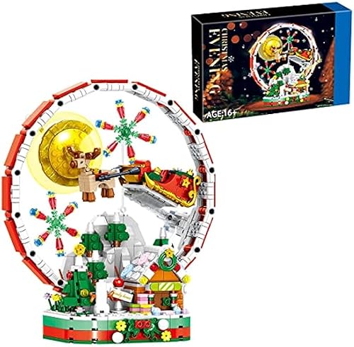 Weihnachtskalender Szene 2023 für Kinder Erwachsene, 878 Klemmbausteine Weihnachtsabend Szene Bausteine mit LED Licht, Weihnachtskalender Kinder Konstruktionsspielzeug, MOC Kompatibel mit Lego von Tirff