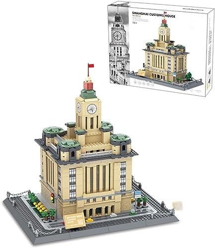 Zollgebäude des Shanghai Bund Bausteine Modell, 1243 Klemmbausteine Weltberühmtes Architekturmodell, Mini-Baustein-Bausatz, Geschenk für Erwachsene und Kinder, Nicht Kompatibel mit Lego von Tirff