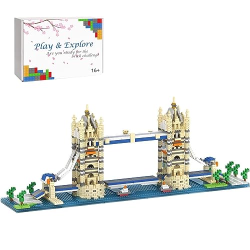 Zwillingsbrücken Baustein Set, 1833 Klemmbausteine Weltberühmtes Architekturmodell, Mini-Baustein-Bausatz, Geschenk für Erwachsene und Kinder, Nicht Kompatibel mit Lego von Tirff