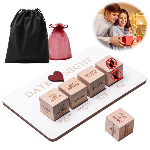 Romantische Würfel aus Holz für Date, Nacht, Datum, Nacht, Ideen, Spielwürfel, Paar mit Aufbewahrungstasche, Valentinstagsgeschenke für Freundin oder Freund, tragbar für ihn, sie, Hochzeit, für Romantische Würfel aus Holz für Date, Nacht, Datum, Nacht, Ideen, Spielwürfel, Paar mit Aufbewahrungstasche, Valentinstagsgeschenke für Freundin oder Freund, tragbar für ihn, sie, Hochzeit, für von Tiryns