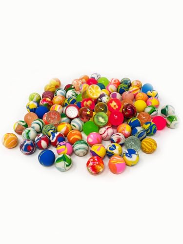 Tise Süsswaren 100 Bunte mini Flummis (18mm) - Neon, Glitzer, Marmoriert, Figuren, Sterne UVM. für Kindergeburtstag/Wurfmaterial/Party/Mitbringsel von Tise Süsswaren
