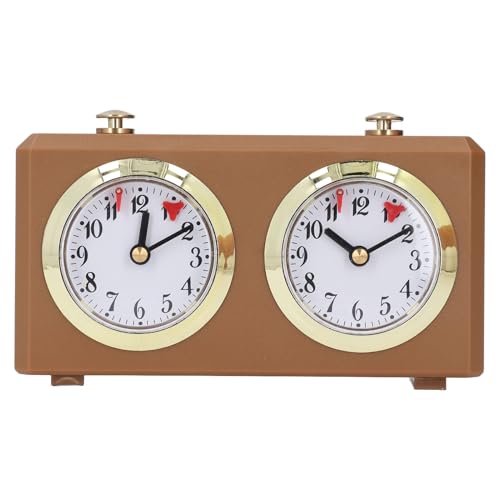 Analoger Schachuhr Timer, mechanischer internationaler Schach Timer, Keine Batterien erforderlich, professionelle Schachuhr mit großen Zifferblättern (Bräunen) von Tissting