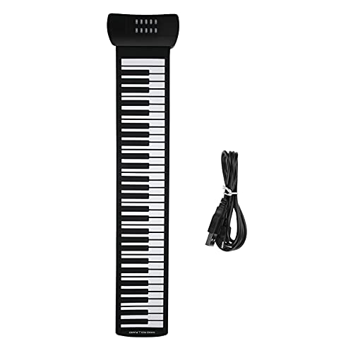 Handrollen Klavier 61 Key Foldable Musikinstrument für Musikliebhaber Silikon Schwarz und Weiß von Tissting
