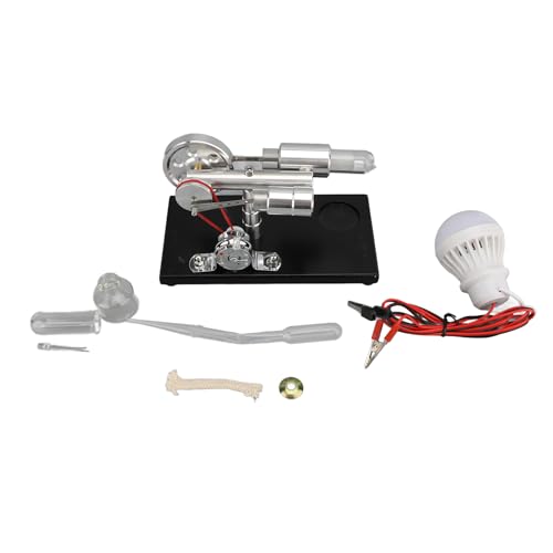 Heißluft Stirlingmotor Modellbausatz mit LED Licht Desktop Lernspielzeug Wissenschaftliches Experimentiermodell für Lehrer, Erwachsene und Teenager von Tissting