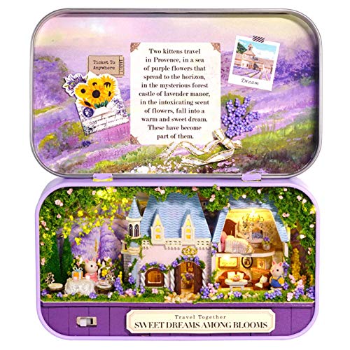 Puppenhaus Miniatur DIY Haus Bausatz, DIY Miniatur Puppenhaus Holzmöbel Bausatz, Miniatur Spielzeug mit LED Licht Dekoration, DIY Box Theater Bausatz (Q-010 Sweet Dreams Between Flowers) von Tissting