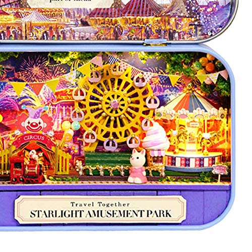 Puppenhaus Miniatur DIY Haus Bausatz, DIY Miniatur Puppenhaus Holzmöbel Bausatz, Miniatur Spielzeug mit LED Licht Dekoration, DIY Box Theater Bausatz (Q-011 Starlight Amusement Park) von Tissting