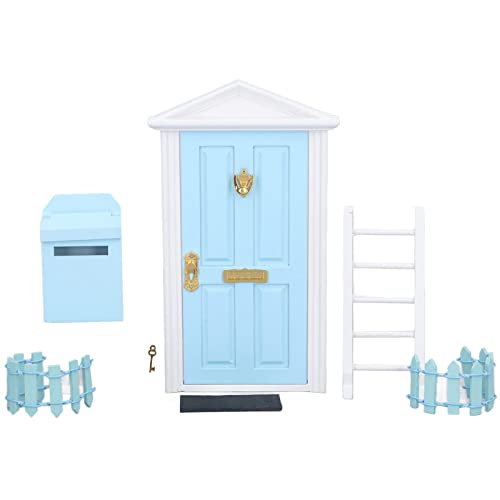 Wichteltür Weihnachten Set, Zauberhafte Zahnfee Tür, Puppenhaus Zubehör Mini Holz Tür Set mit Briefkasten, Zaun, Leiter, Fußpads, Dekorieren 1:12 Puppenhaus (Blau) Wichteltür Weihnachten Set, Zauberhafte Zahnfee Tür, Puppenhaus Zubehör Mini Holz Tür Set mit Briefkasten, Zaun, Leiter, Fußpads, Dekorieren 1:12 Puppenhaus (Blau) von Tissting