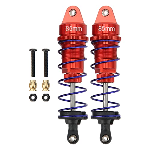 Tissting 2 Stück RC Stoßdämpfer, 85mm/3,3 Zoll Aluminium Legierung RC Car Feder Dämpfer Öl Druck Einstellbar Zusammengebaut RC Dämpfer Set für 1/10 RC Auto(Rot) von Tissting