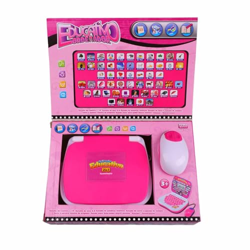 Tissting Kids Learning Machine, englische spanische Musikfunktion interaktiver Bildungslaptop für Kinder, interaktive Kinder Zweisprachiger Lernlaptop (pink) von Tissting