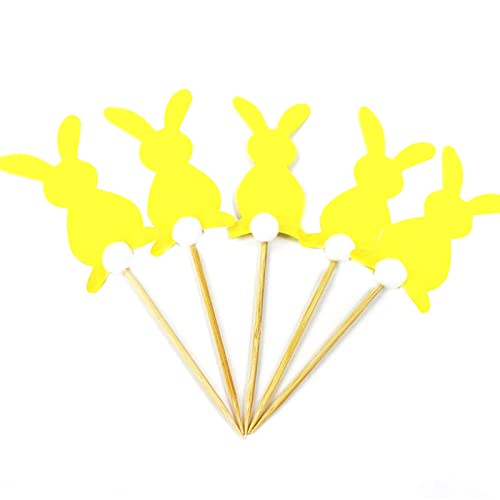 Tissting Ostern Cupcake Toppers, Osterhase Cupcake Toppers für Happy Easter Dekorationen, Party Kuchen Deko Zubehör für Geburtstagsfeier, Hochzeit, Babyparty (Gelb) von Tissting