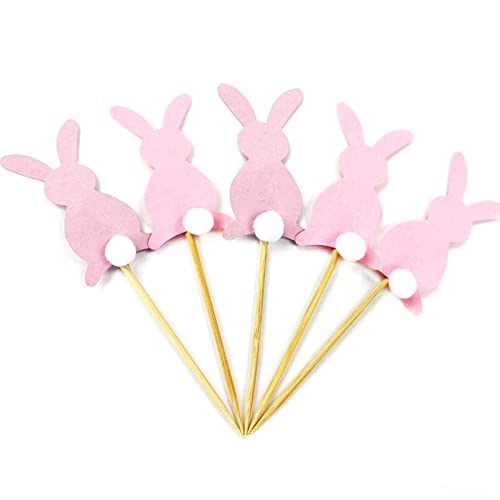 Tissting Ostern Cupcake Toppers, Osterhase Cupcake Toppers für Happy Easter Dekorationen, Party Kuchen Deko Zubehör für Geburtstagsfeier, Hochzeit, Babyparty (Rosa) von Tissting